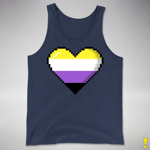 Nonbinary Pride Pixel Heart Premium Tank Top - Navy